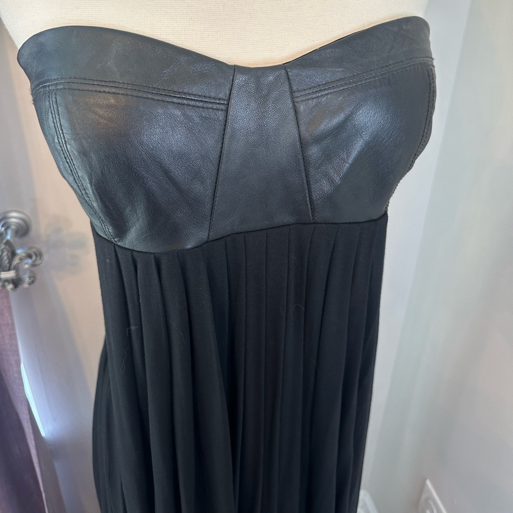 Boundary & Co. strapless dress with leather top.